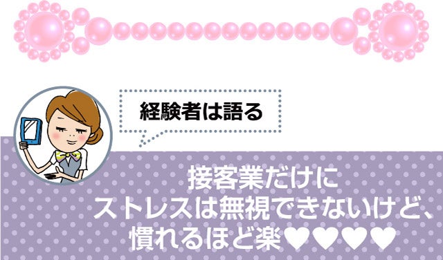 接客業だけにストレスは無視できないけど、慣れるほど楽????