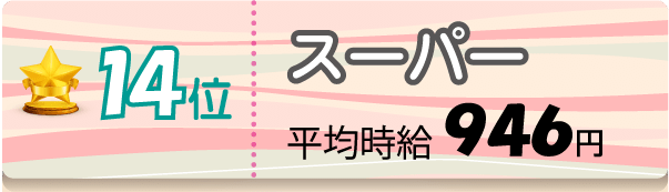 14位 スーパー 平均時給946円