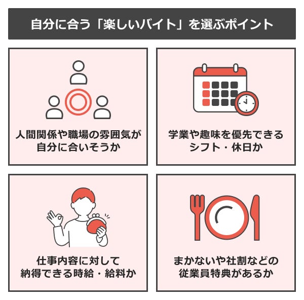 自分に合う「楽しいバイト」を選ぶために確認したいポイント
