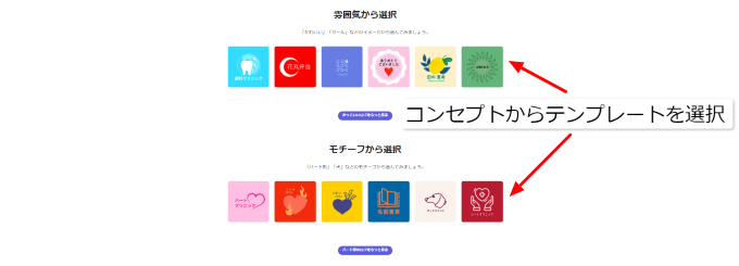 コンセプトからテンプレートを選択