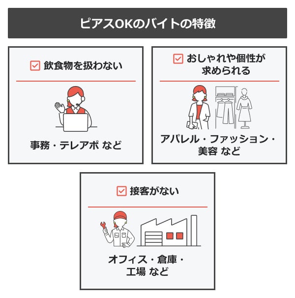 ピアスOKのバイトの特徴