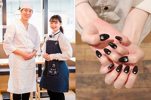 それぞれの制服とホールスタッフのネイル