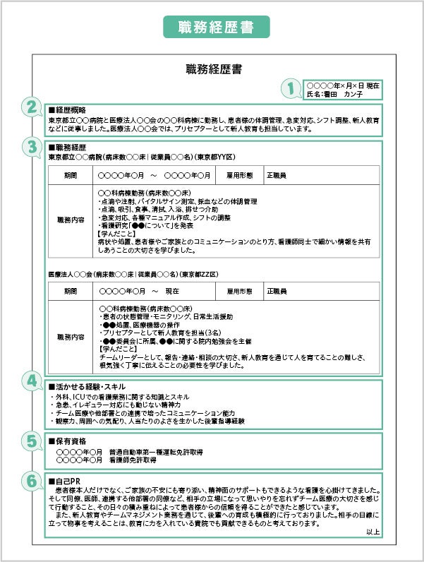 【看護師】職務経歴書の書き方
