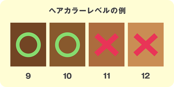 ヘアカラーレベルの例