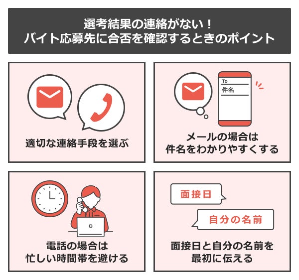 バイトの応募先に採用・不採用の確認連絡をする際のポイント