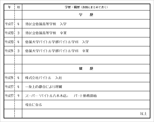 パートの履歴書 学歴 職歴の書き方 主婦 主夫編 バイトルマガジン Boms ボムス